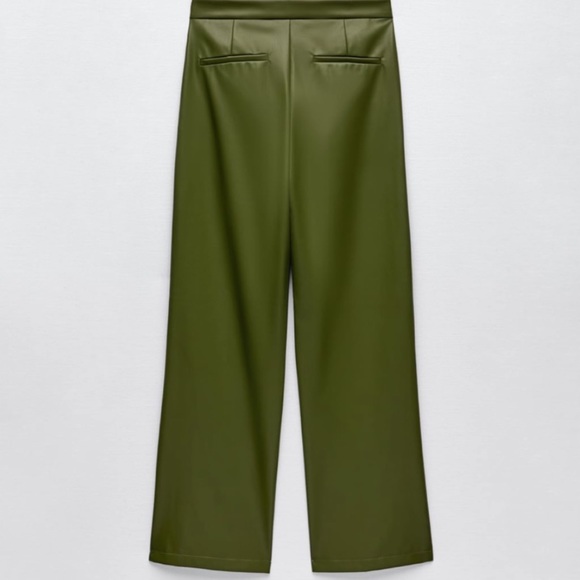 Zara Pants & Jumpsuits Zara Full Length Faux Leather Pants Olive